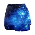 thumbnail image 4 of 2 In 1 Skorts for Women Crossover High Waisted Tennis Skirt with Built-In Shorts Summer for Athletic Gym Running Shorts with Drawstring,Blue,XL, 4 of 5