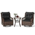 thumbnail image 2 of Demifill 3 Pieces Patio Furniture Set with 2-Tier Side Table and Cushions, PE Wicker Swivel Glider Chairs for Outdoor as Garden, Backyard, Porch, Black, 2 of 11