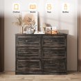 thumbnail image 4 of Fameill Dresser for Bedroom, 6 Drawer Wide Dressers Organizer with Charging Station for Hallway with Metal Handles, Dark Brown, 4 of 7