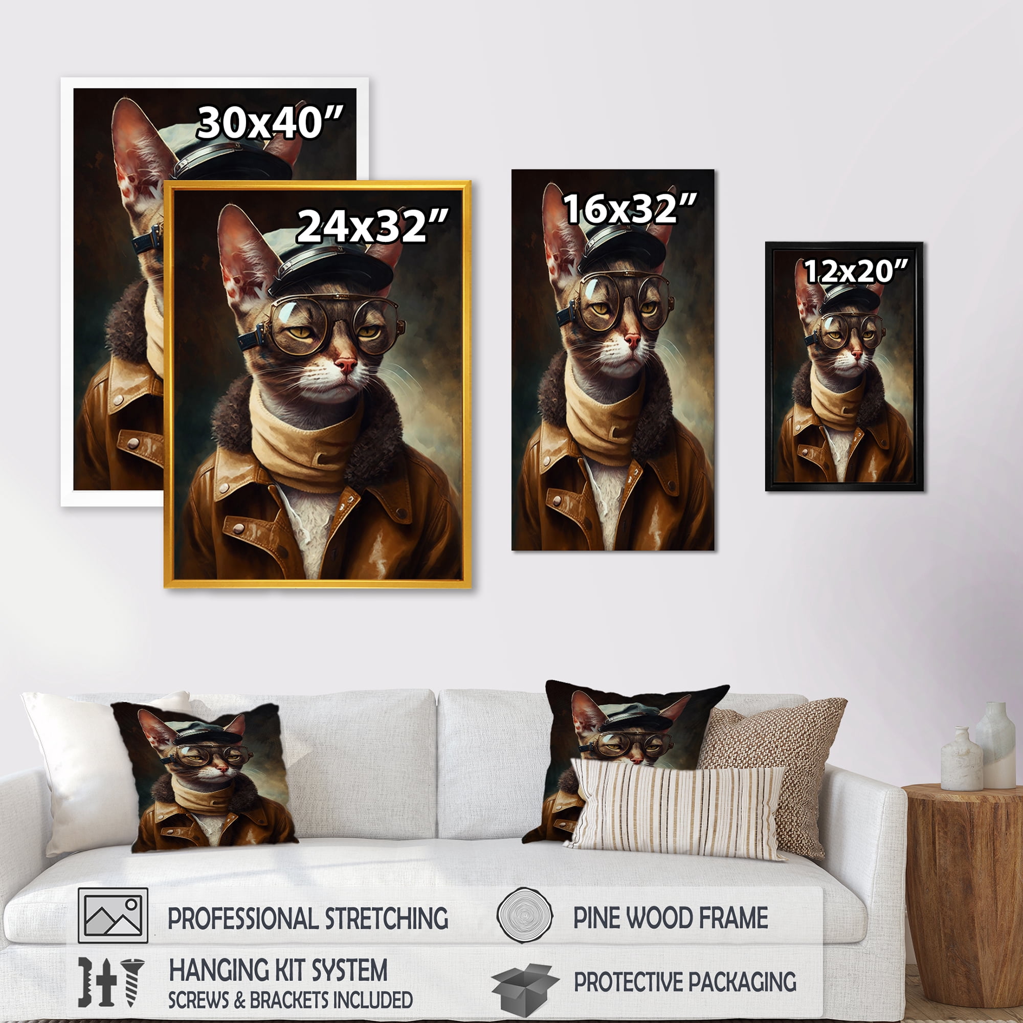 Designart Cat Wearing Clothing I Canvas Wall Art