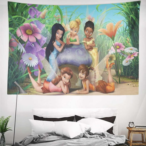 Tinkerbell Tapestry Gift Wall Hanging Backdrop for Room Bedroom Girls Fans Background Banner Party Birthday Supplies Decor