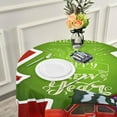 thumbnail image 5 of SKYSONIC Merry Christmas and A Happy New Year Round Tablecloth 60 in,Party Lace Round Table Cloth Water Resistant Spill Proof Large Table Cover for Kitchen BBQ Hotel Dining Party Decor, 5 of 7