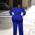 thumbnail image 4 of Plus Size 2 Piece Outfits for Women Blazer Top Long Sleeve Long Pants Sets Casual Elegant Business Suit with Belt, 4 of 5
