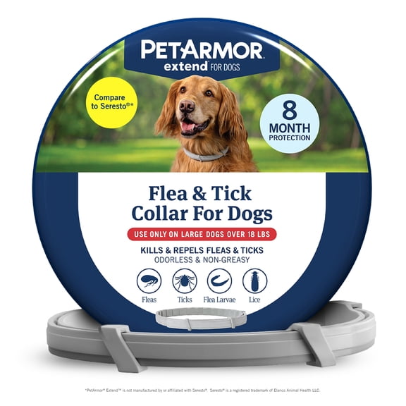 PetArmor Extend Flea & Tick Treatment & Prevention Collar for Large Dogs Above 18 lbs., 8 Months of Protection, Odorless & Non-Greasy, 1 Count