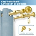 thumbnail image 4 of Ridicili 5/8" Telescoping Double Curtain Rods with Volle Finials, Gold,28"-48", 5/8 Inches Front and 1/2 Inches, 4 of 6