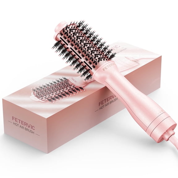 FETERVIC One-Step Blow Dryer Brush, Hair Dryer Brush Volumizer, 1200W Ionic Titanium Barrel with 3 Heat Settings for Smooth Blowouts