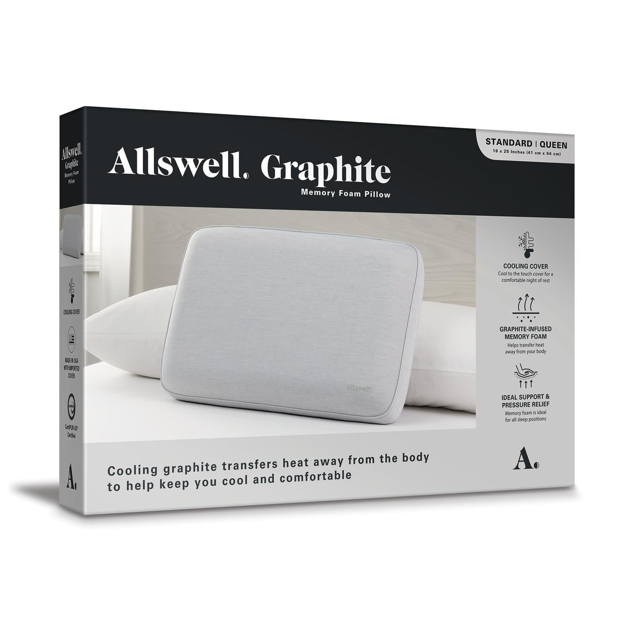 Allswell Graphite Firm Queen Memory Foam Bed Pillow