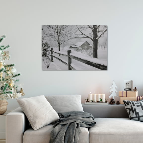 Northlight Large Fiber Optic Lighted Snowy Winter Cabin Canvas Wall Art 23.5" x 15.5"