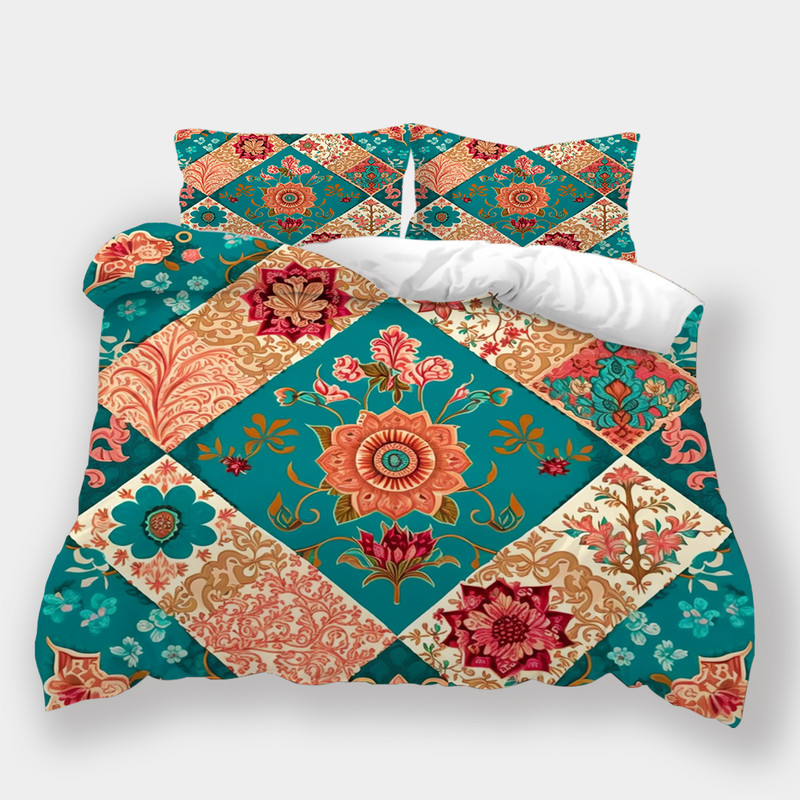 Red Flower Duvet Cover Set India Comforter Covers Retro Bedding Suit Paisley Bedspread Children