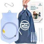 Clear Silicone Enema Bag Kit - 2 Quart, Reusable for Coffee & Water Colon Cleanse - 6.75 Foot Long Hose, 7 Tips Included. Detox for Men and Women.