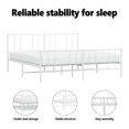 thumbnail image 3 of vidaXL White King Metal Bed Frame with Headboard & Slats, No Mattress, Easy Assembly, 3 of 9