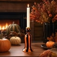 thumbnail image 7 of Thanksgiving Halloween Orange Black Striped Ceramic Candle Holder, Knotted Twisted Design Taper Candle Base, Glazed Tabletop Ornament for Dining Table Mantel Entryway Decor, 7 of 7