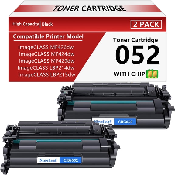 NineLeaf 2-Pack 052 CRG052 Compatible Toner Cartridge Replacement for Canon 052 CRG052 Black Toner Cartridge to use for ImageCLASS MF426dw MF424dw MF429dw LBP214dw LBP215dw Printer Ink