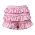 thumbnail image 4 of HXWCHs Women's Layered Ruffled Lace Shorts Skater Skirt Fashion Summer Pant Design Pink L, 4 of 4