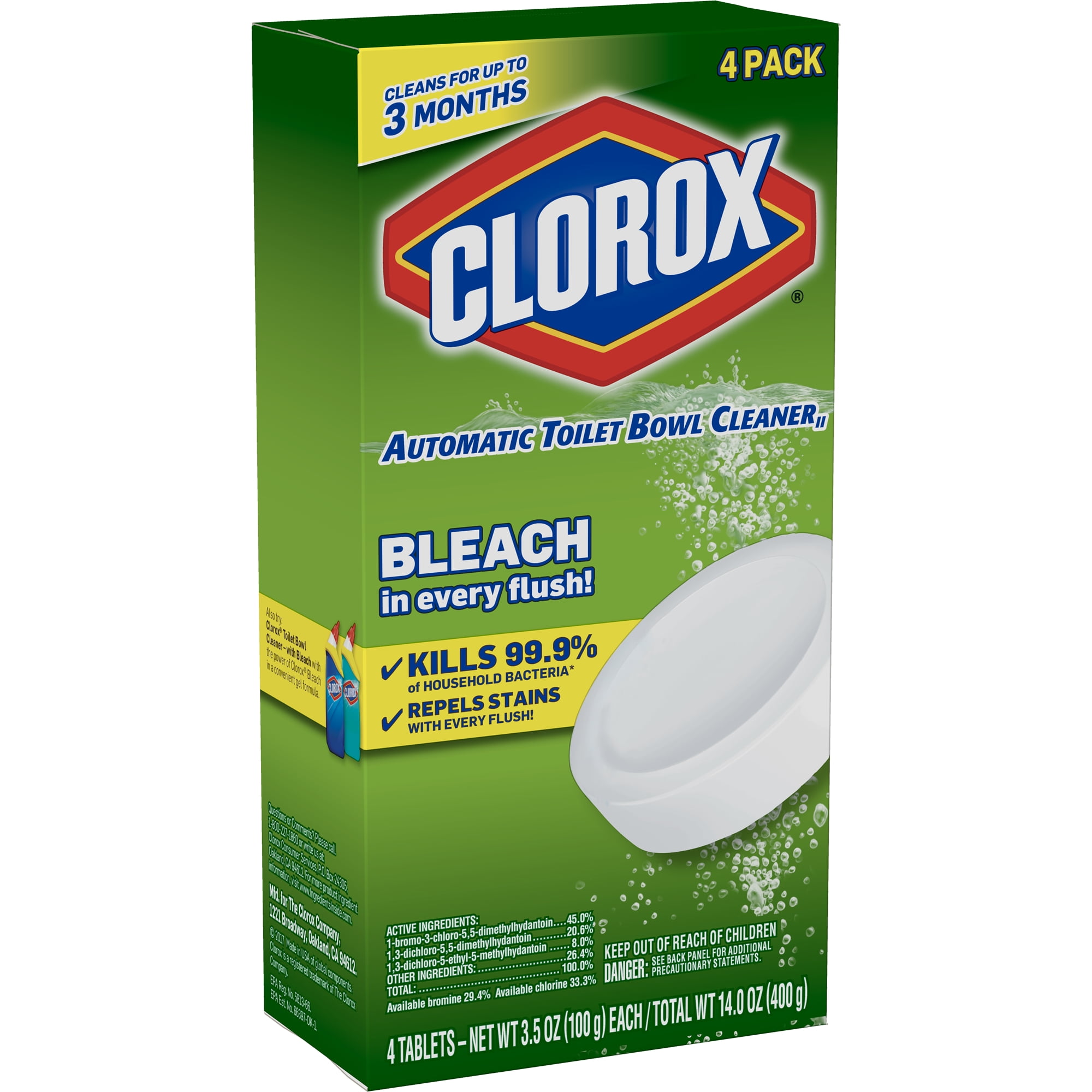 Clorox Automatic Toilet Bowl Cleaner Tablets With Bleach 4 Ct