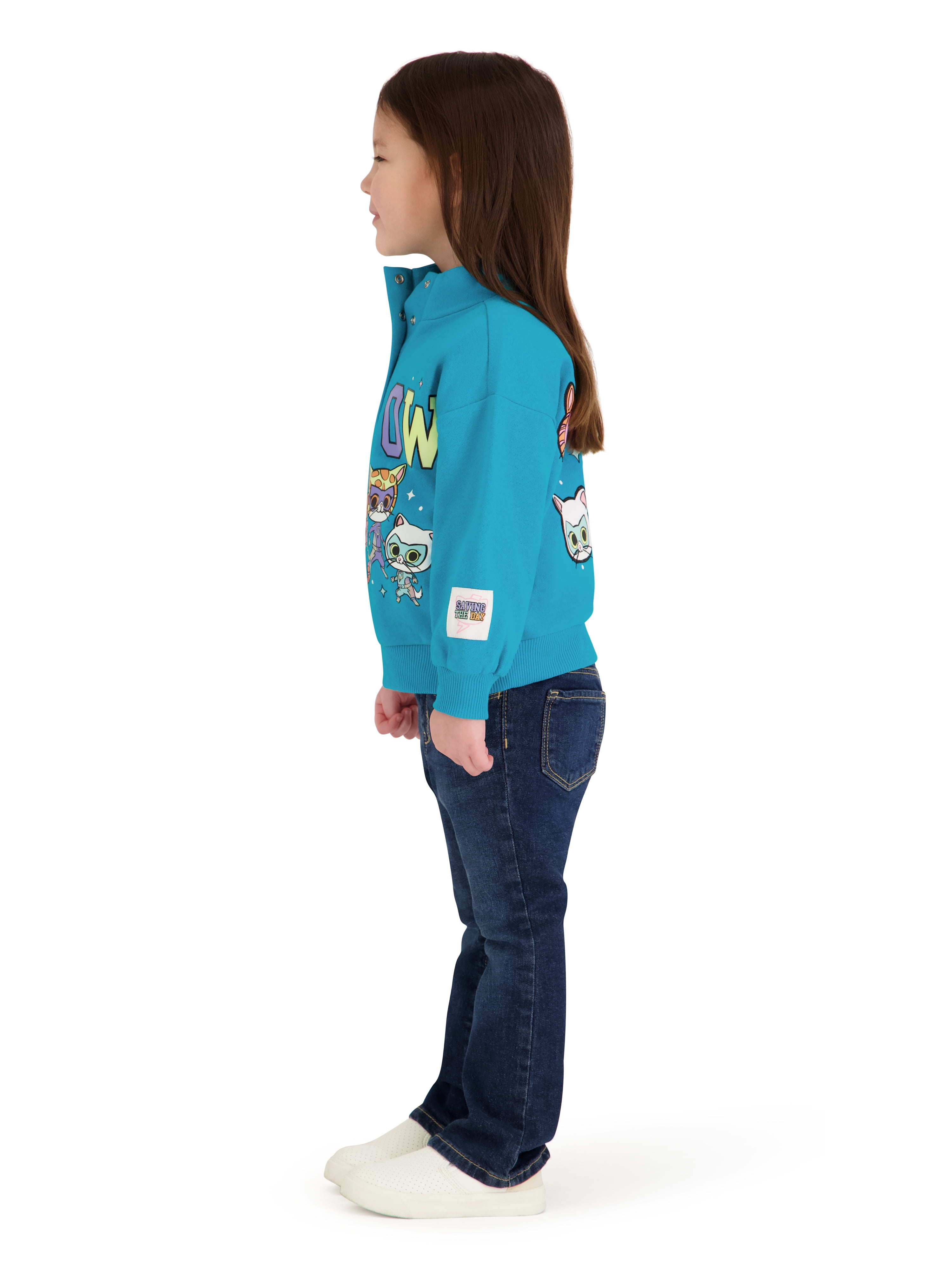 Super Kitties Toddler Girl Quarter Snap Pullover, Sizes 12 Months-5T