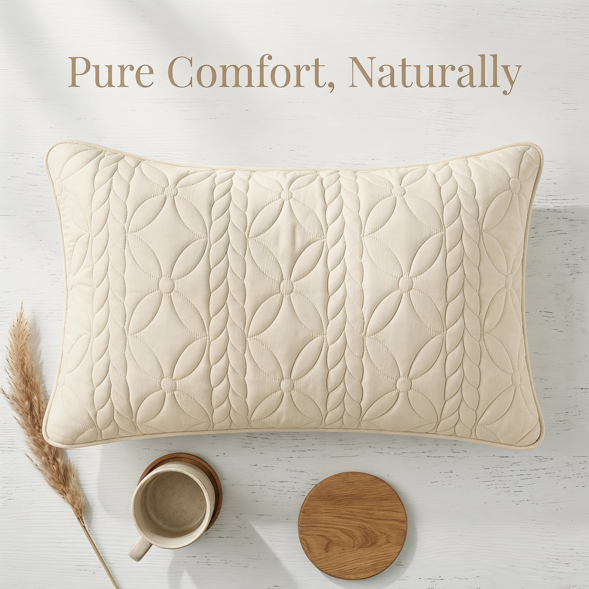 Unique Bargains Pillow Protectors Standard Size 2 Pcs Quilted Cotton Covers Khaki 19"x29"