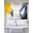 thumbnail image 5 of Abstract Color Block Sheer Curtains 45 Inches Long 2 Panels Yellow Black Oil Painting Style Light Filtering Semi Sheer Window Curtains Drapes for Bedroom Living Room 52"x45", 5 of 7