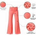 thumbnail image 5 of YUEHUA 2026 Coral Fold Over Yoga Pants, On-Trend Solid Wide Leg Loose Fit Lounge Pants with Ruched Waist Y2k Solid Color Stretchy Loose Gym Lounge Leggings, 5 of 12
