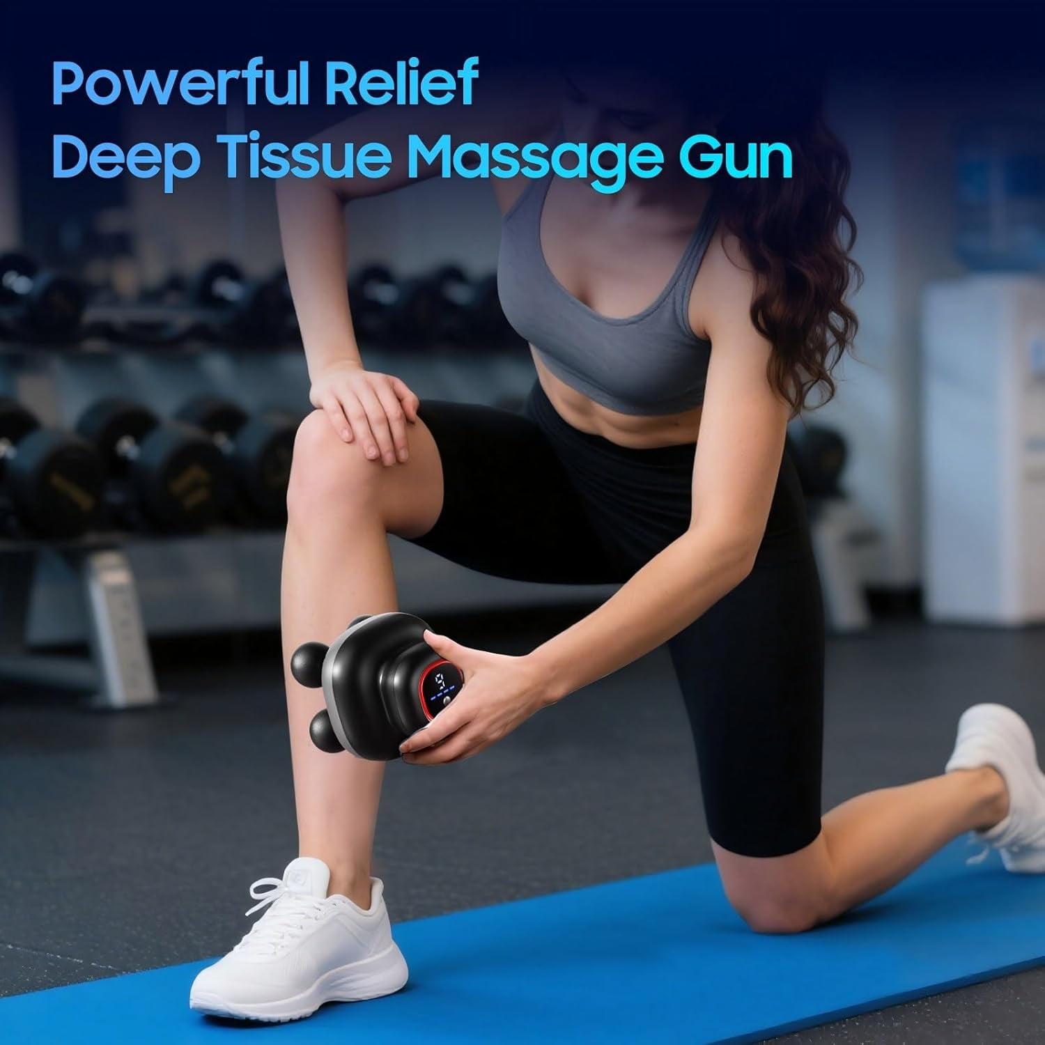 Electric Body Massager Gun with 4 Heads & Heat Compression for Deep Tissue Muscle Relief