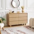 thumbnail image 4 of AVZEAR 6 Drawer Dresser for Bedroom, 48" Modern Wooden Dresser Chest of Drawers, Curved Profile Design, Closet Clothes Storage Organizer for Kids Bedroom, Living Room, Nursery, Natural Color, 4 of 9