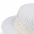 thumbnail image 6 of Cutuoiiu Womens Flat Top Straw Sun Hat Solid Color Wide Brim Adjustable Drawstring with Decor Summer Vacation Hat for Beach Outdoor Travel, 6 of 6