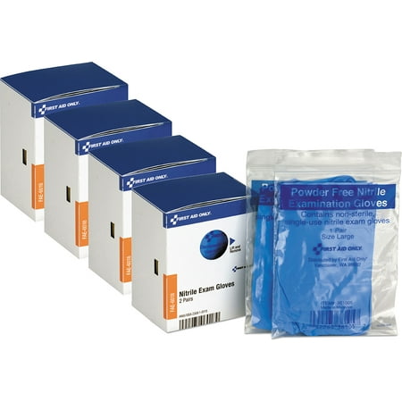 (4 pack) (4 Pack) First Aid Only Nitrile Lightweight Gloves, One Size, 2/Box