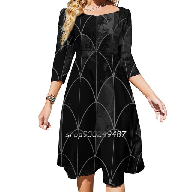 Rayures Marin avec Ancre Nœud Cœur Robe Évasée Design Mode Grande Taille Robe Ample Rayure Marin