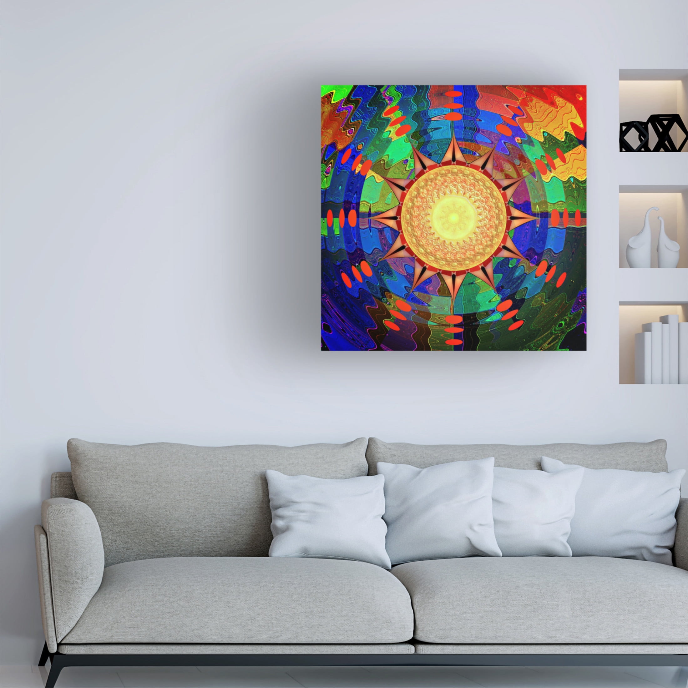 Canvas Wall Art - David Manlove 'Boho 4U Clock' Wall Art for Living Room, Bedroom, or Office Décor by Trademark Fine Art - 35 x 35 Inches