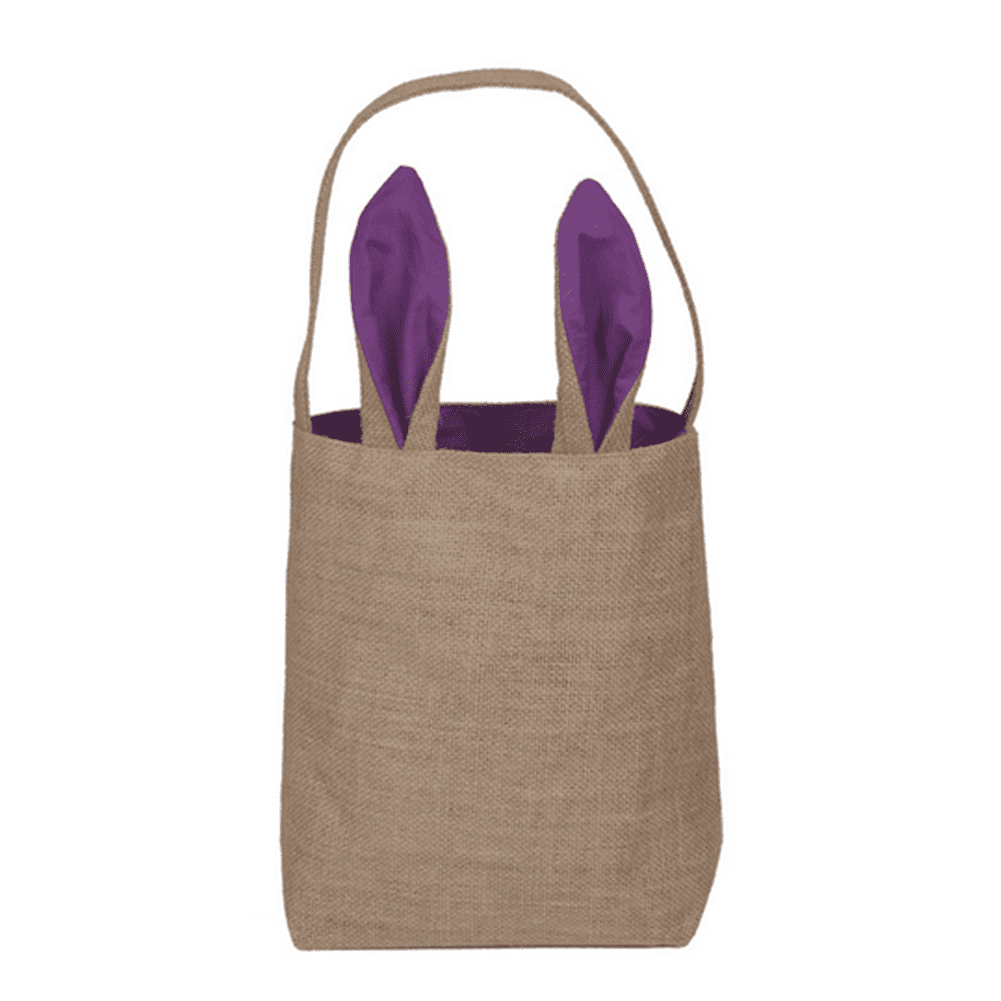 Aspire Burlap Easter Bunny Bags with Ears, Jute Tote Treat Bags for