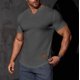 thumbnail image 1 of pstuiky camisetas camisas para hombre, Camisa informal de manga corta con cuello en V y textura vertical de color liso para hombre camisas casuales para hombre s, 1 of 9