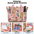 thumbnail image 2 of Tote Bag for Women - Dogs with Flowers Shoulder Bag - Large Utility Work Duffle Bag with Zipper Handbag for Travel, Work, Sprots, 2 of 5