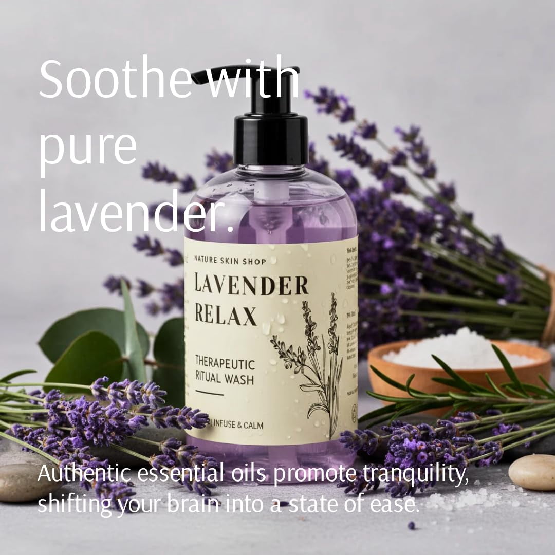 Nature Skin Shop Lavender Relax Ritual Wash Calming Aromatherapy Body Wash Sulfate Free Shower Gel 16 oz