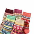 thumbnail image 3 of Womens Mid Calf Socks Thick Warm Knit Winter Casual Crew Socks With Cross Floral Geometric Pattern 5 Pairs, 3 of 7