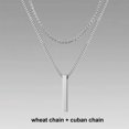 thumbnail image 1 of . 3D Vertical Bar Necklaces for Men  Layering Stainless Steel Geometric Pendant  Layered Wheat Rope Cuban Chain  Boy Collar, 1 of 7
