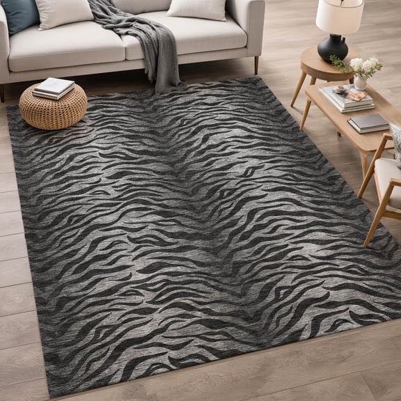 Addison Rugs Chantille Indoor/Outdoor Transitional Animal Print Black Machine Washable Rectangle Rug, 10' x 14'