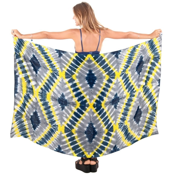 HAPPY BAY Women's Bikini Beach Wrap Swimwear Swim Cover up Skirt Bathing suit Summer Wraps Beachwear Sarong Coverups Swimsuits for Women One Size Slate, Tie Dye