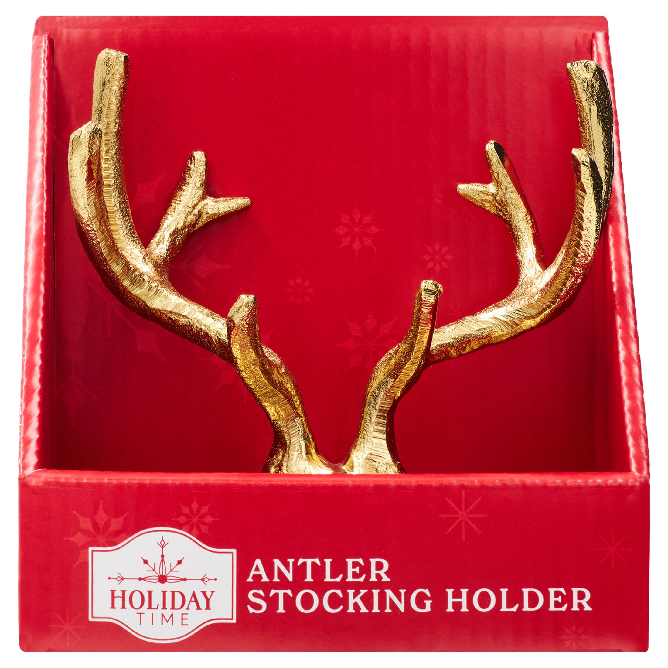 Gold Metal Antlers Christmas Stocking Holder, Gold, by Holiday Time