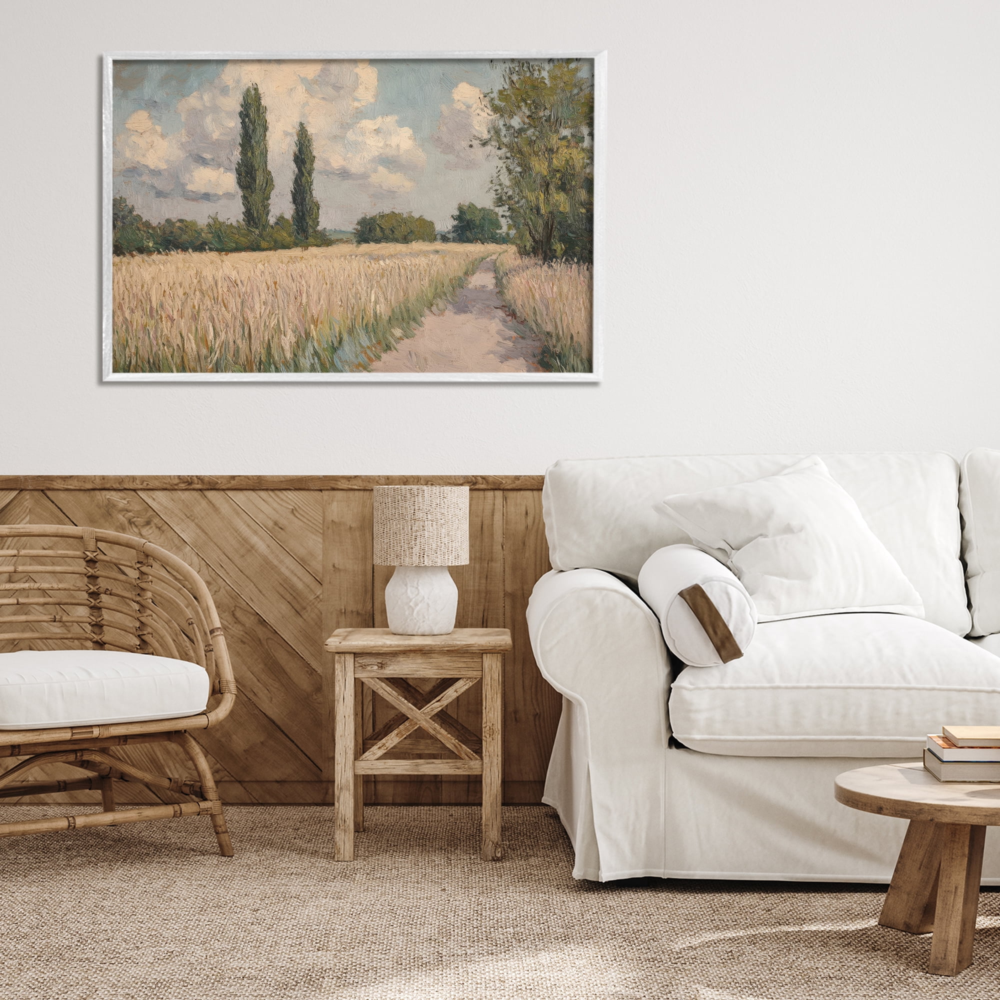 Stupell Industries Summer Path Between Poplars White Framed Giclee Art, design by Petal Prints Design