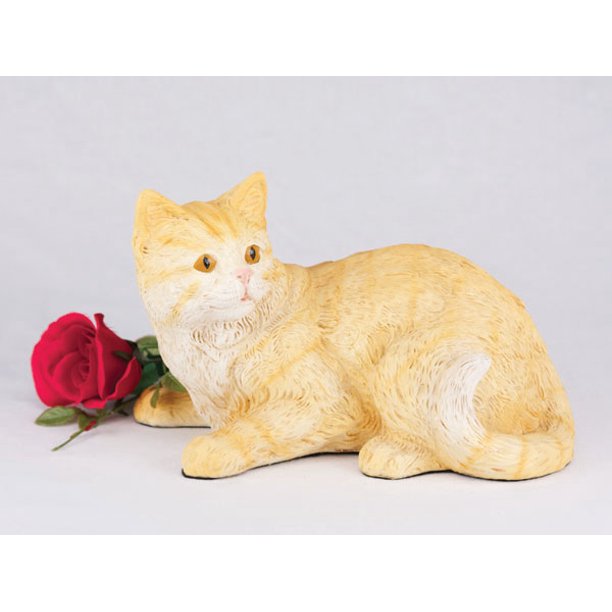 Shorthair Orange Tabby Cat Cremation Pet Urn for a Cat Memorial in