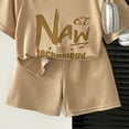thumbnail image 5 of KPOPLK First Birthday Baby Boy outfit Summer Casual Crew Neck Waffle Knit Shirt Infant Clothes + Shorts Set(5-6 Years,Coffee), 5 of 6