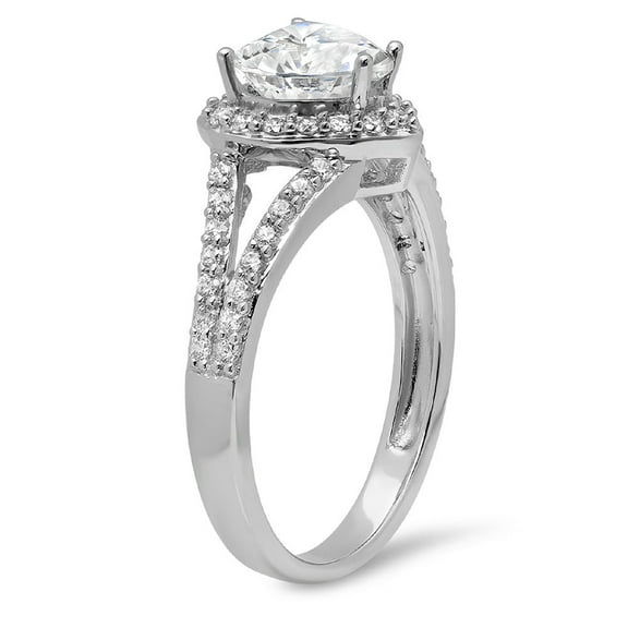 1.49 ct Heart Cut White Sapphire Halo Engagement Ring for Women in 18K White Gold