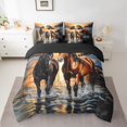 thumbnail image 2 of Homewish Racing Horse Men Bedding Comforter Set 7 Pieces, Tribal Cowgirl Cowboy Full Bedding Set, Farmhouse Animal Reversible Fitted Sheet Flat Sheet, Luxury Bedroom Decor, 2 of 7