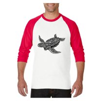 MmF - Mens Raglan Sleeve Baseball T-Shirts, up to Size 3XL - Sea Turtle Hawaii