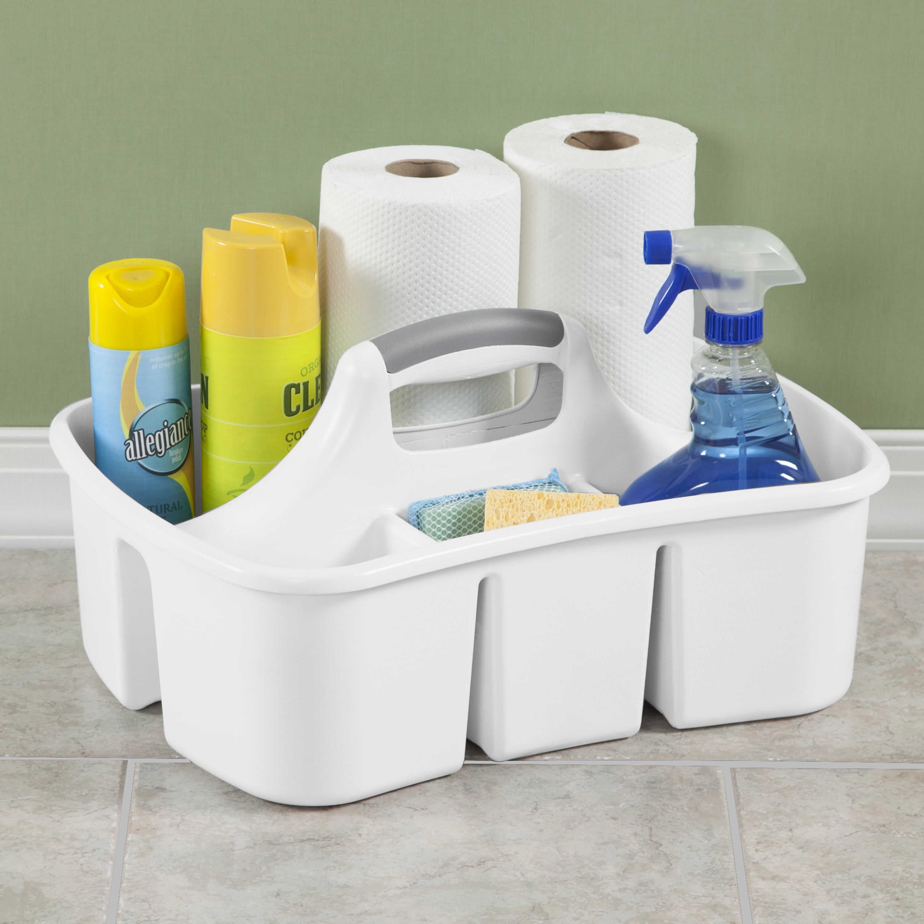 Sterilite Divided Ultra Caddy, Plastic, Portable Storage To Hold Bathroom  And Cleaning Supplies, 5 Large Compartments And Handle, White, 6-pack :  Target