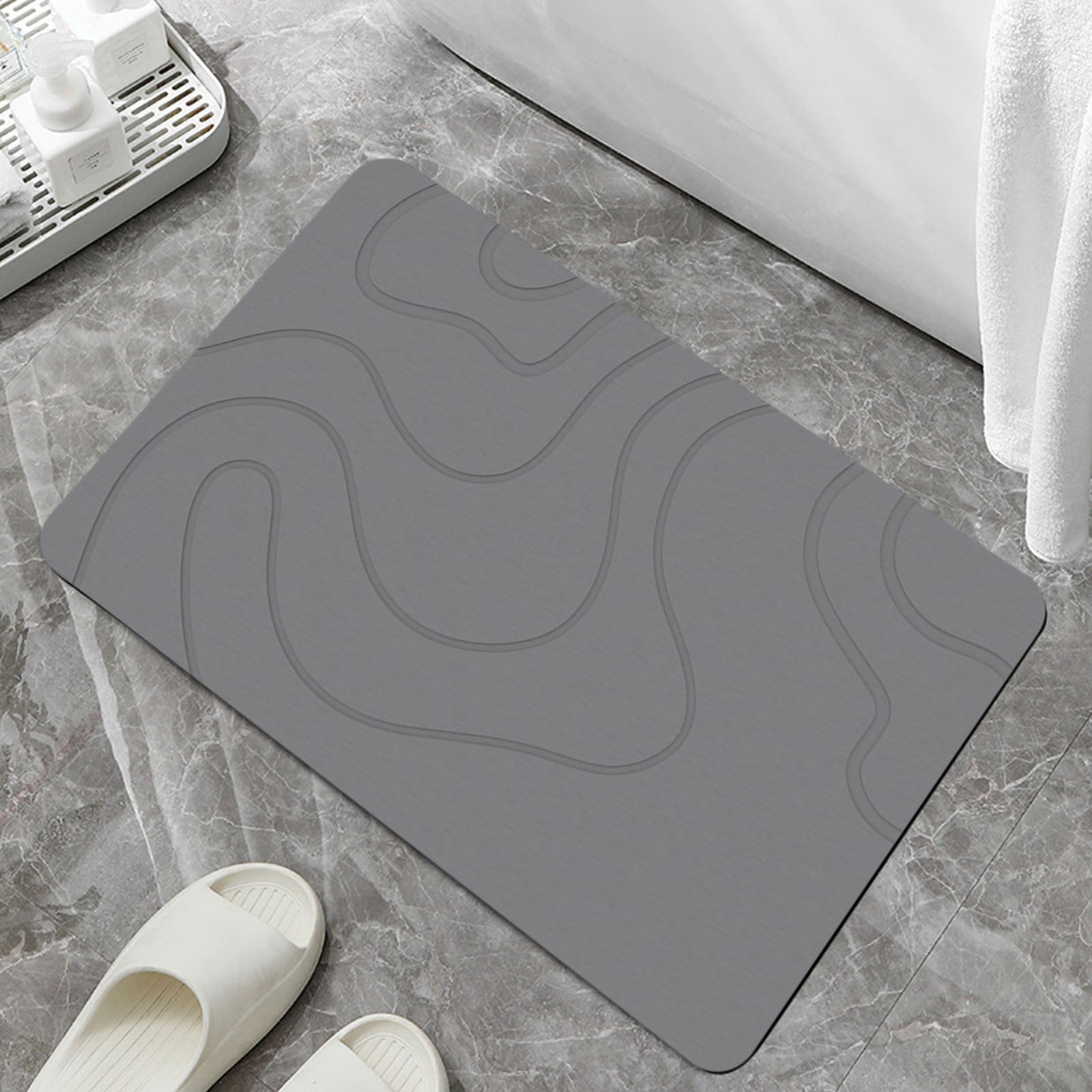 Bath Mat Diatomaceous Earth Shower Mat Non-Slip Super Absorbent Diatomite Stone Mats for Bathroom Floor Quick-Drying Easy to Clean 15.4" x 23.6"