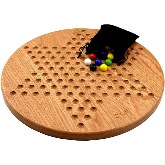 14 inch Solid Oak Wooden Chinese Checkers Board Game by Cauff