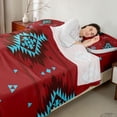 thumbnail image 4 of Manfei Boho Aztec Bed Sheets, Red Turquoise Tribal Geometric Fuul Size Sheets, Reversible 4-Piece1 Flat Sheet + 1 Fitted Sheet + 2 Pillowcases, 4 of 6