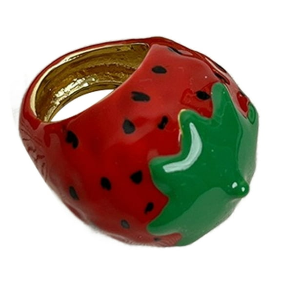 BYNNIX Unique Resin Strawberry/Fruit Rings Colorful Lightweight Jewelry for Fashionable Women and Parties