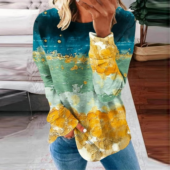Aloohaidyvio Sweatshirts Womens Round Neck Casual Long Sleeve Christmas Sweatshirt Tops Blouse
